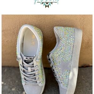 J.O.A. Gray Sneakers with Glitter Finish